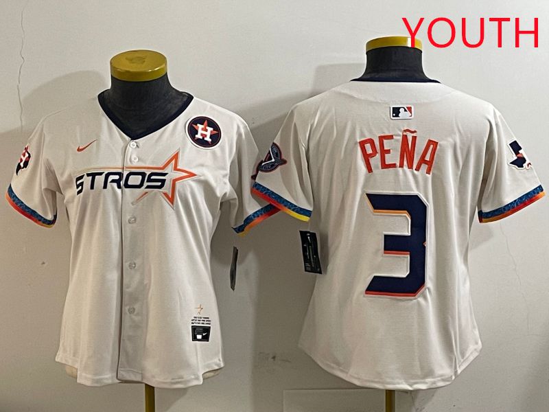 Youth Houston Astros 3 Pena Cream Fourth generation Joint Name Nike 2025 MLB Jersey style 6